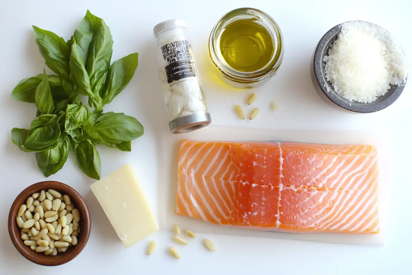 Fresh Ingredients For Pesto Salmon Recipe