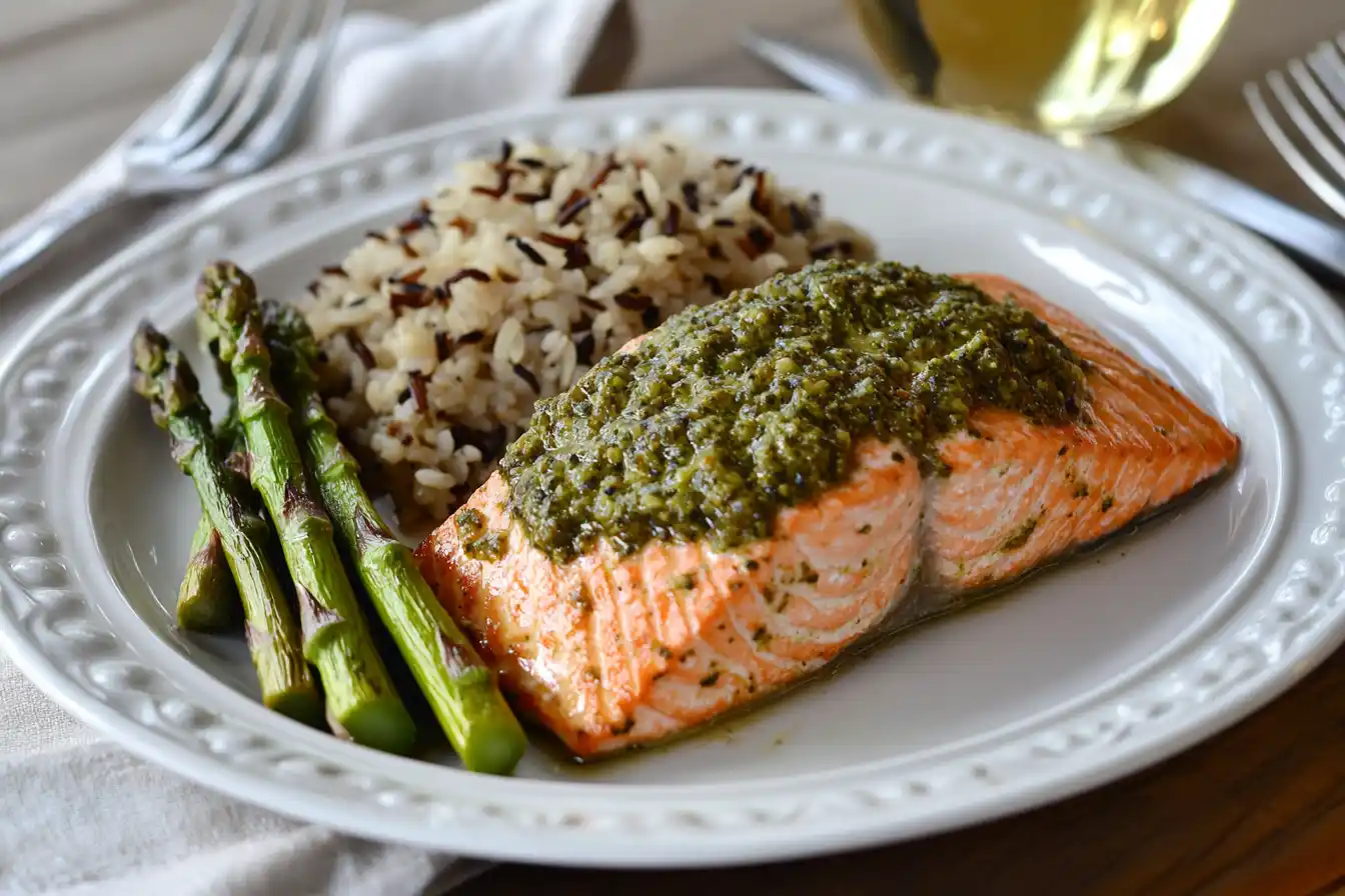 Pesto Salmon Serving Suggestion Recipe