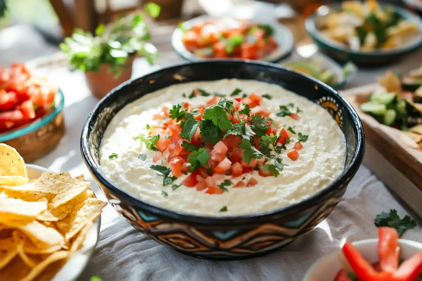 Serving Cottage Cheese Queso Party