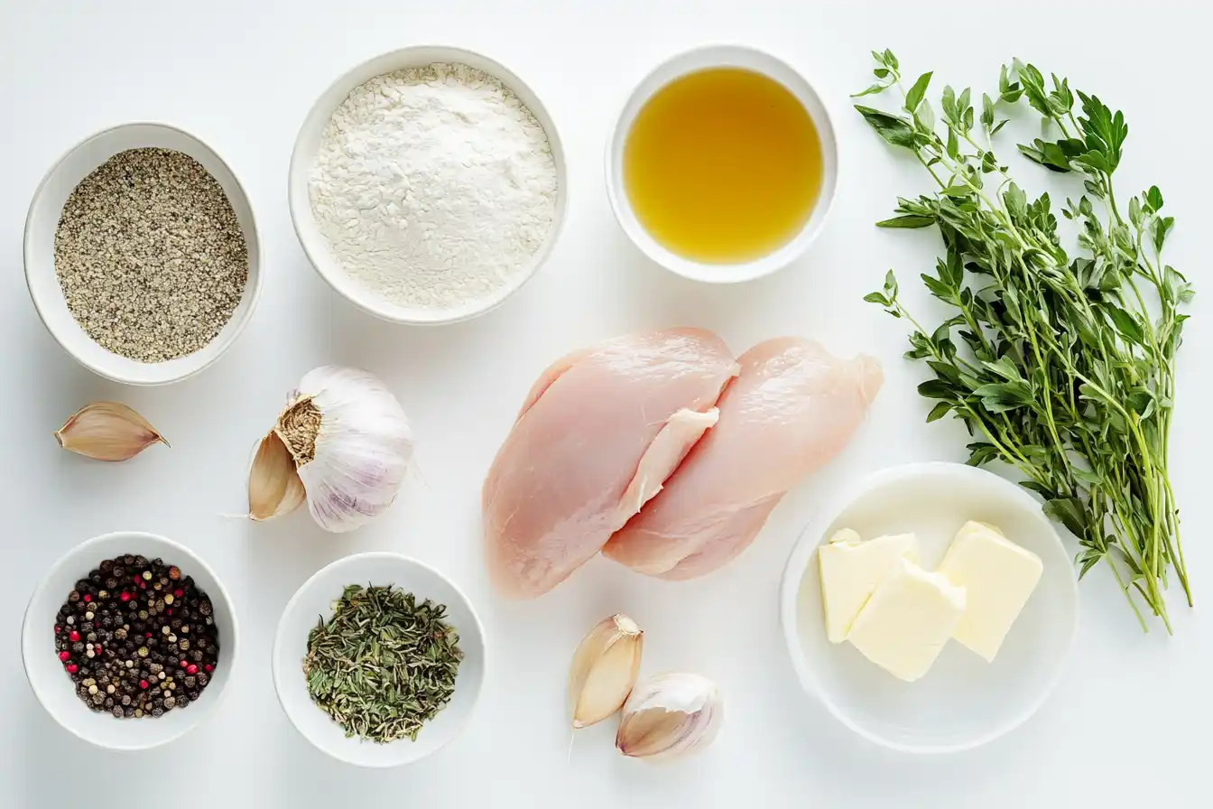 Chicken And Gravy Ingredients Flatlay