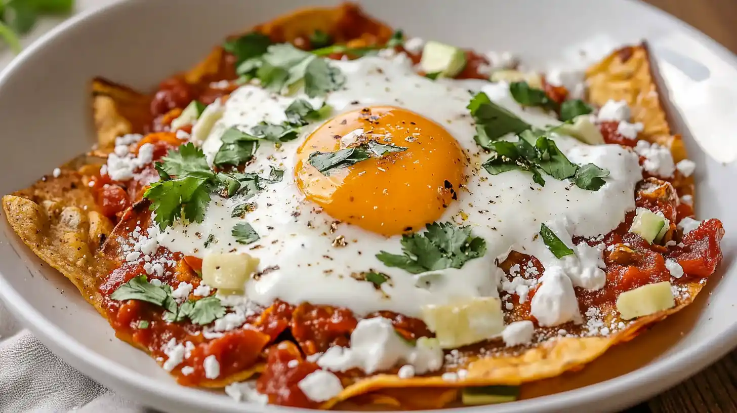 Chilaquiles Recipe Topped With Fried Egg