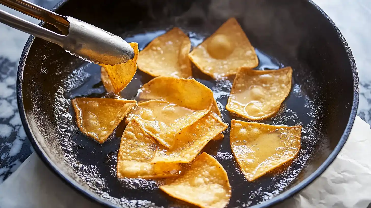 Frying Tortilla Chips For Chilaquiles