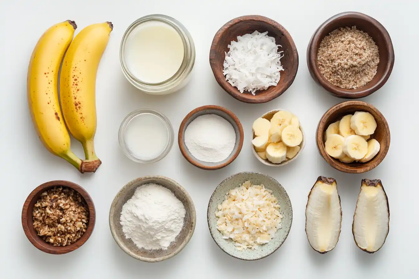 Hawaiian Banana Bread Ingredients Flat Lay