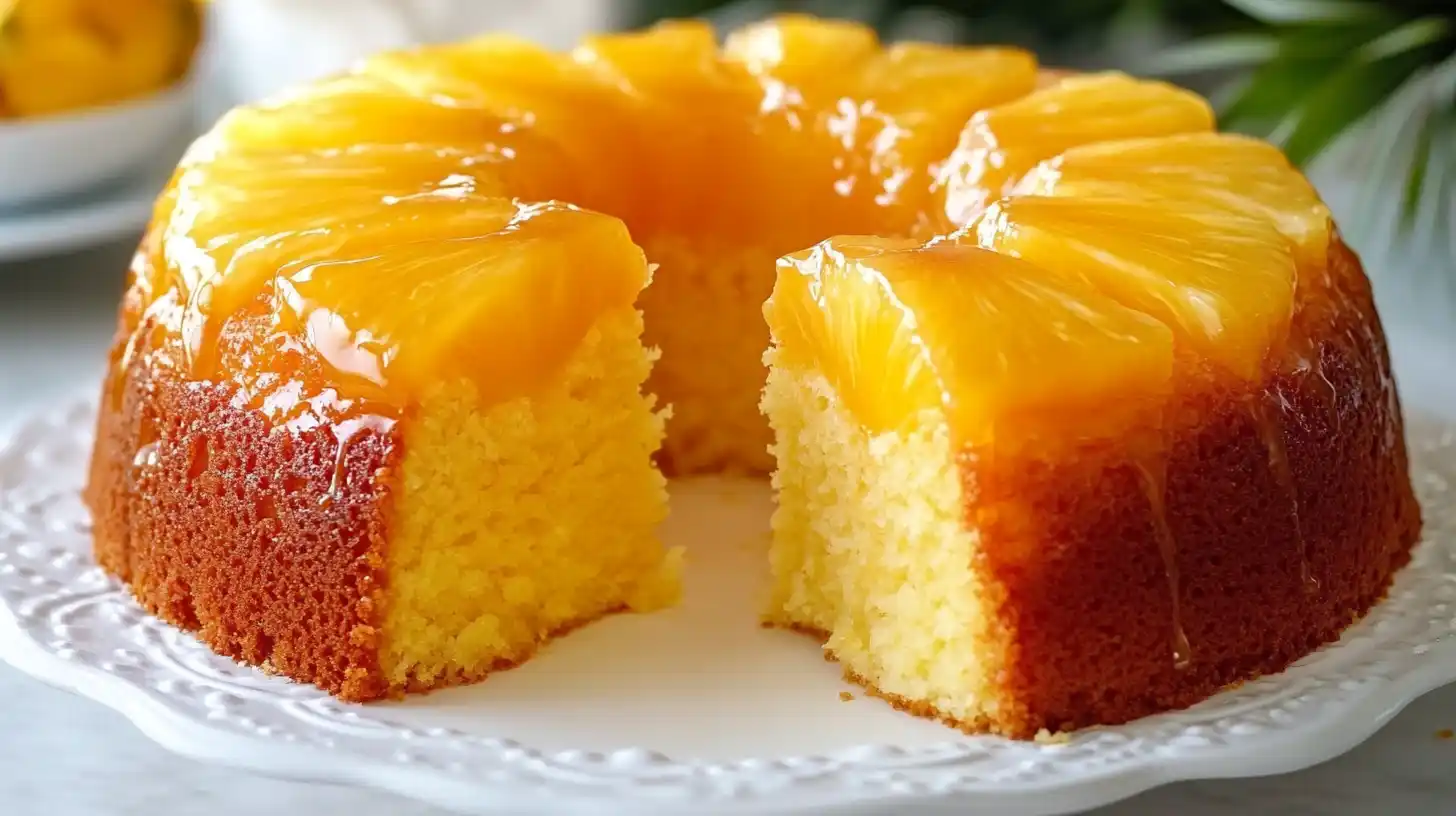 Pineapple Juice Cake Flat Lay