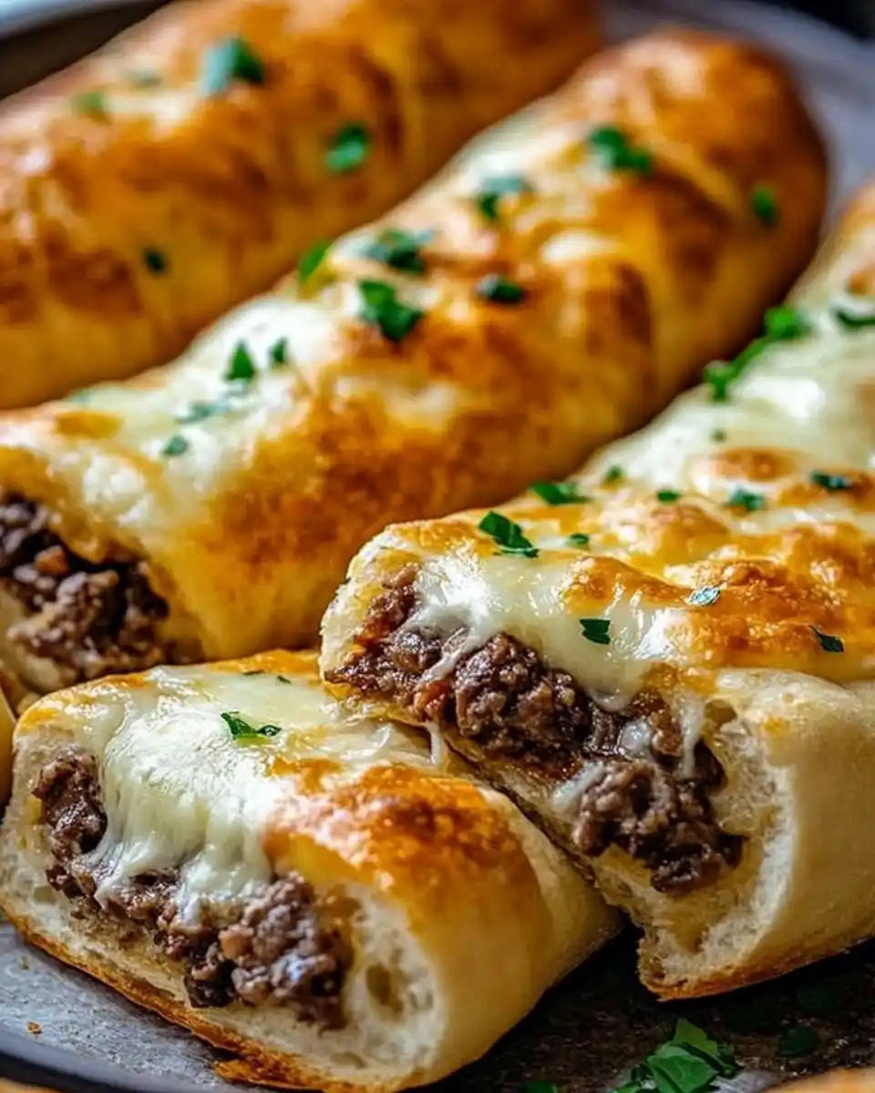Philly Cheesesteak Stuffed Cheesy Breadsticks Serving