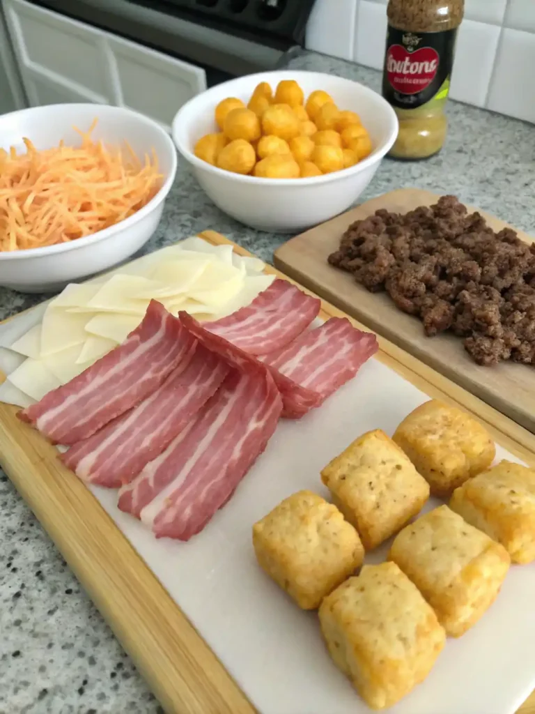 Bacon Cheeseburger Stuffed Tater Tot Cones 1 Bacon Cheeseburger Stuffed Tater Tot Cones ingredients
