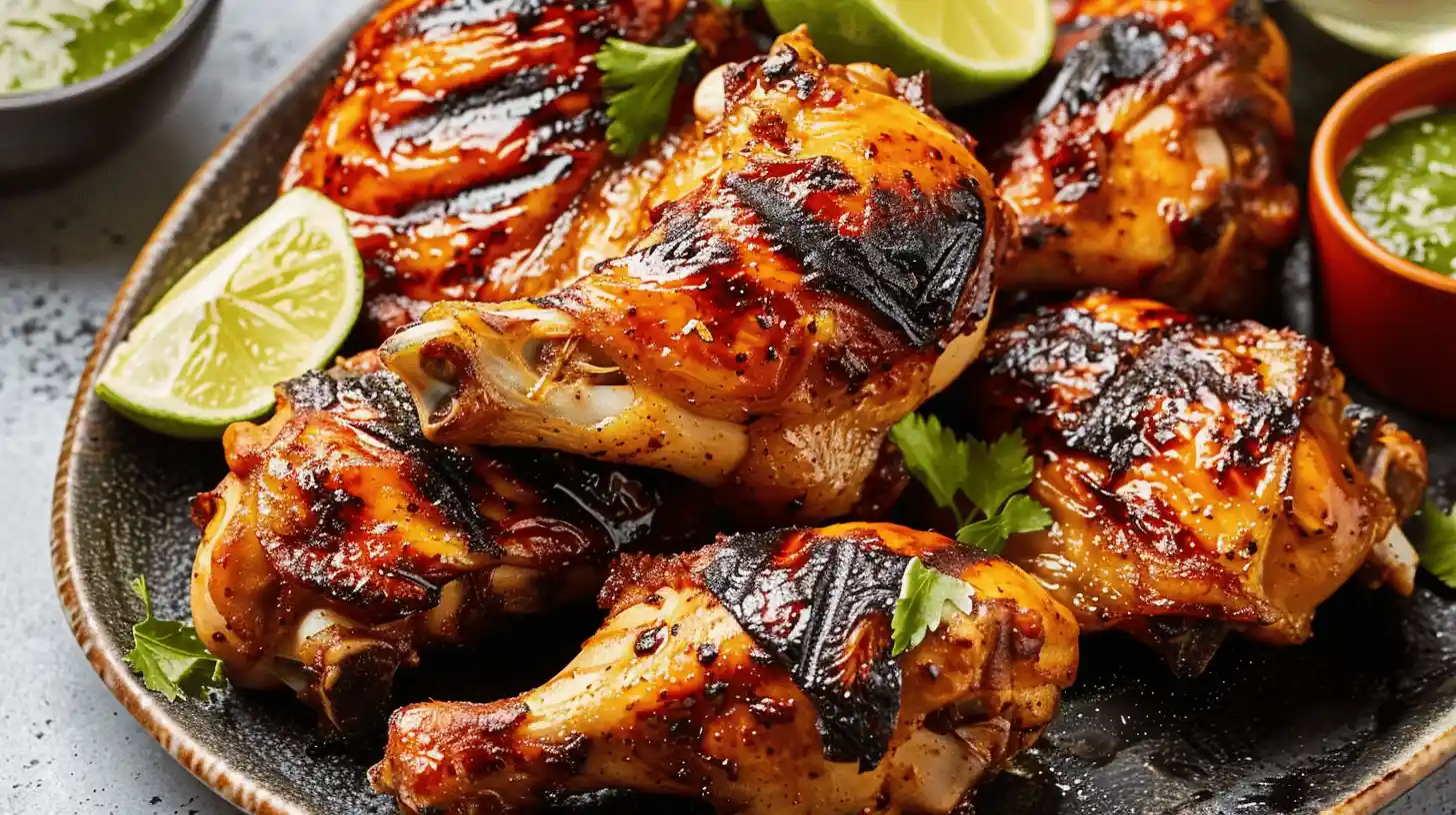 Grilled Peruvian chicken with lime and green sauce