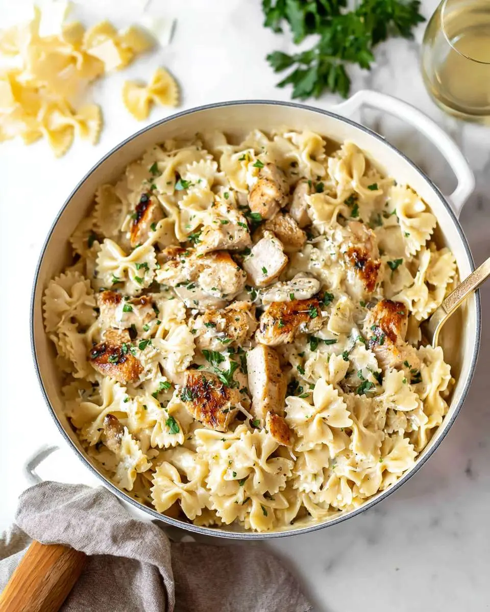 cheesy bowtie pasta with garlic parmesan chicken recipe 1