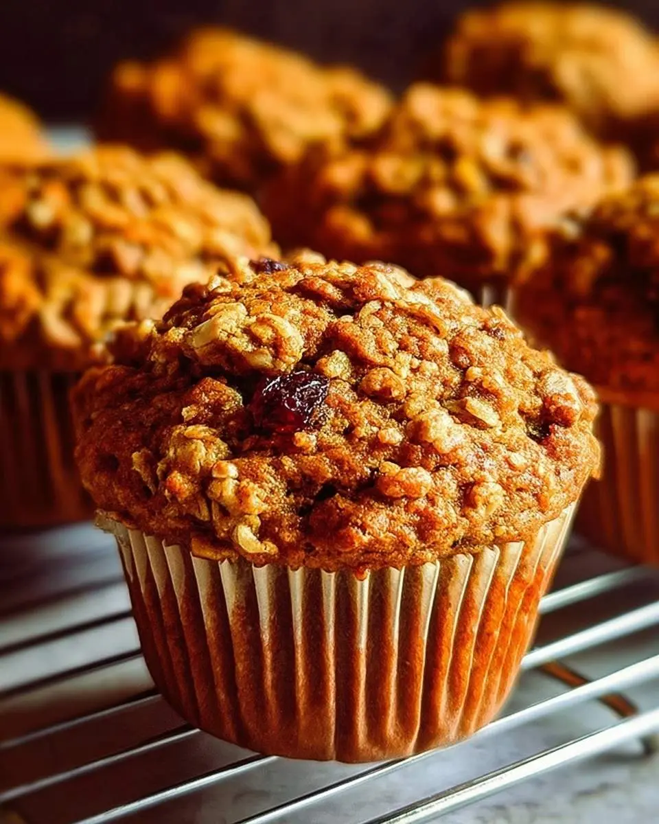glory muffins recipe 2 A delicious streusel-topped muffin with a visible raisin, golden brown and perfectly baked from a glory muffins recipe.