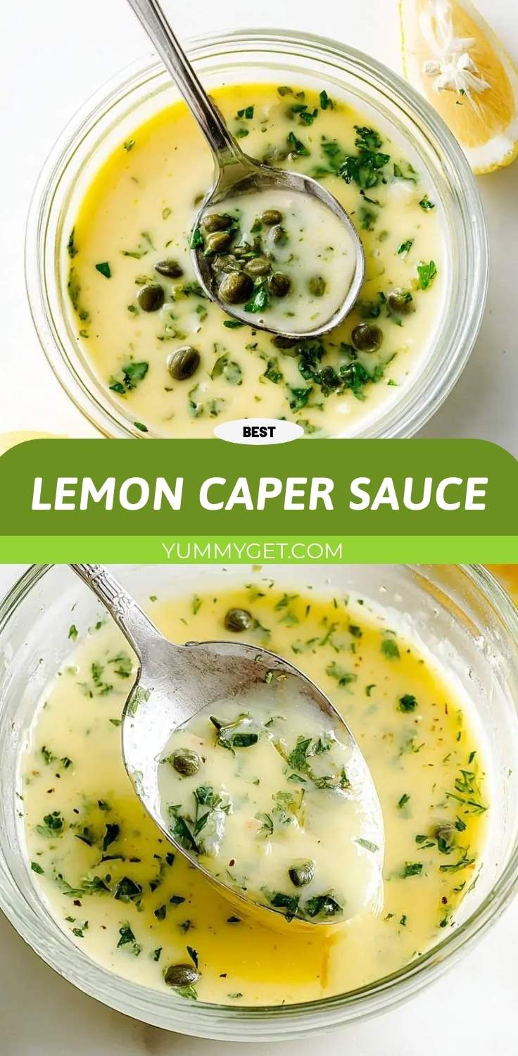 lemon caper sauce on a plate