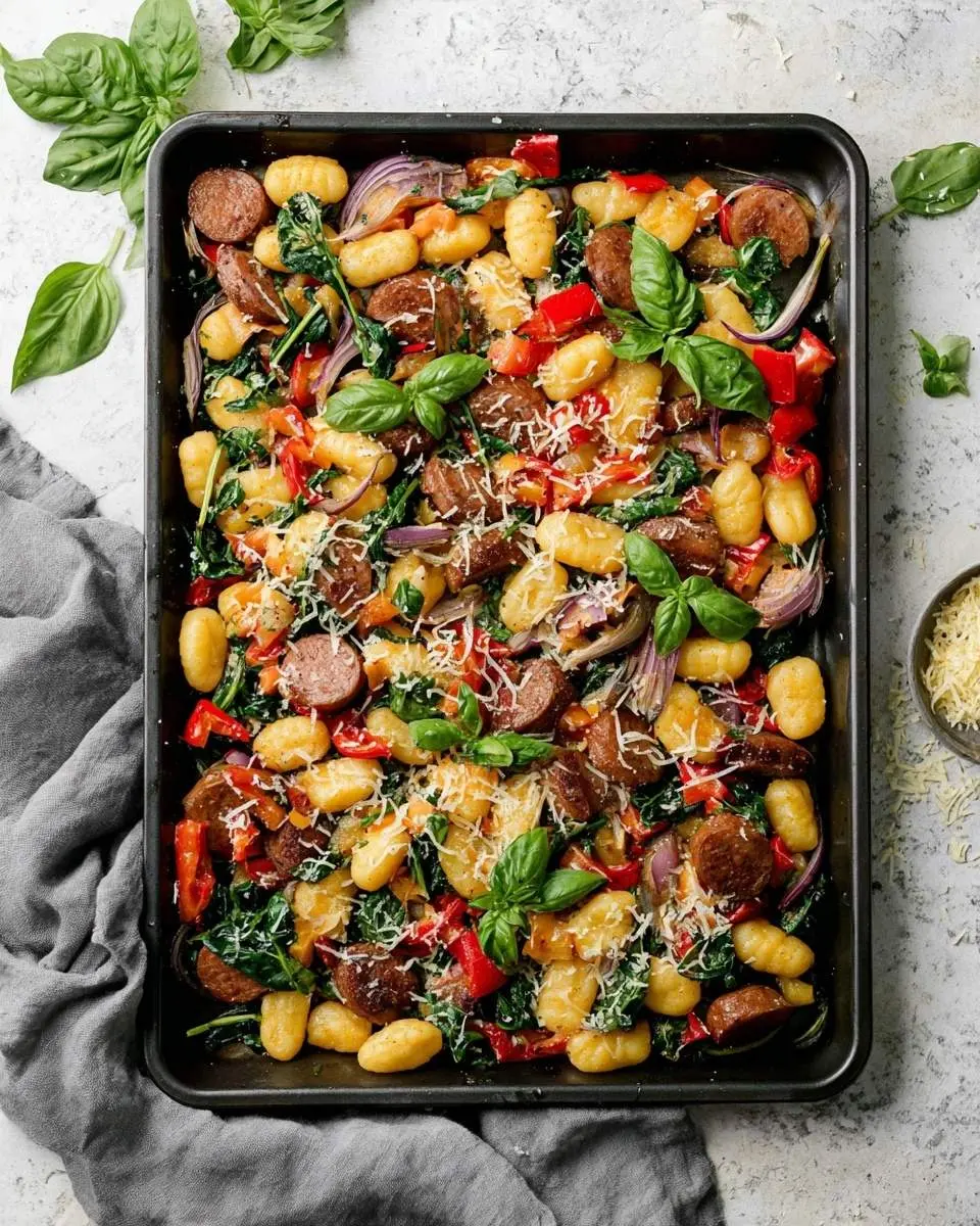 sheet pan gnocchi with kielbasa and vegetables recipe