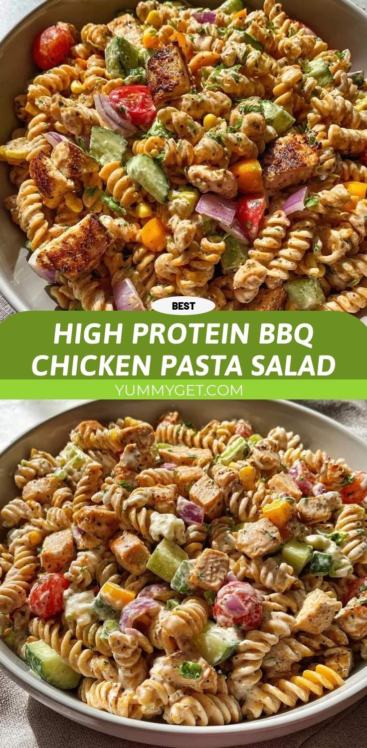 high protein bbq chicken pasta salad pinterest