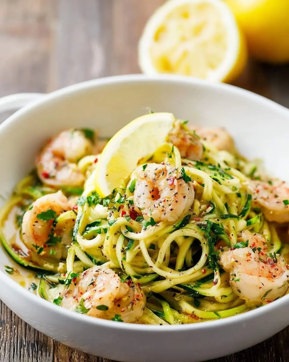 lemon garlic shrimp zucchini noodle recipe