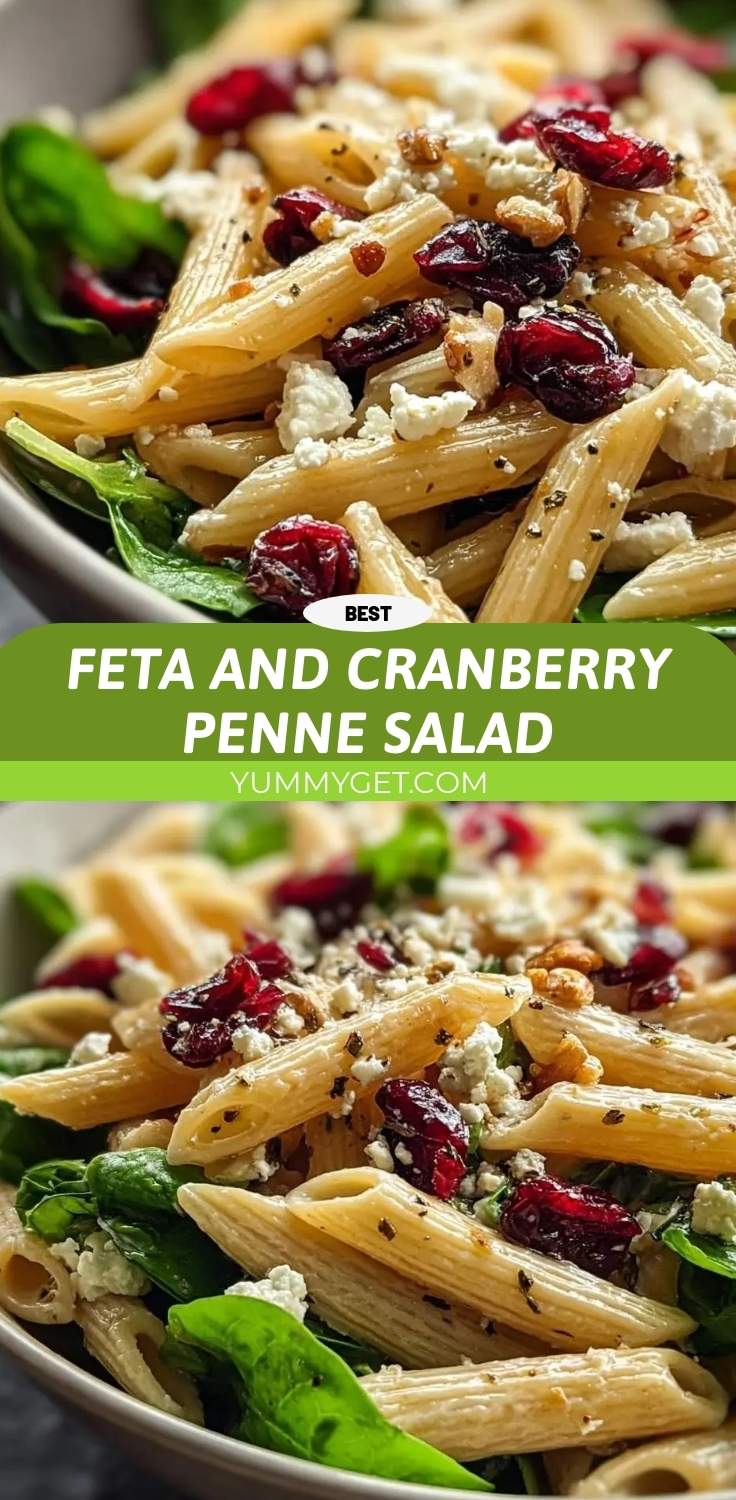 feta and cranberry penne salad pinterest