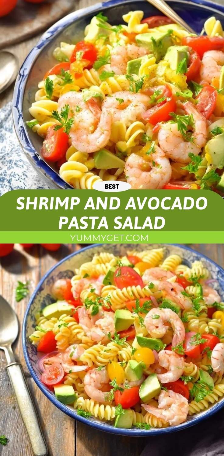 shrimp and avocado pasta salad pinterest