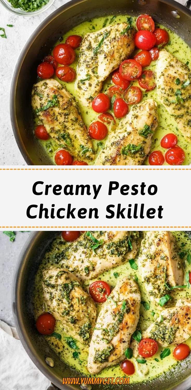 creamy pesto chicken skillet pinterest