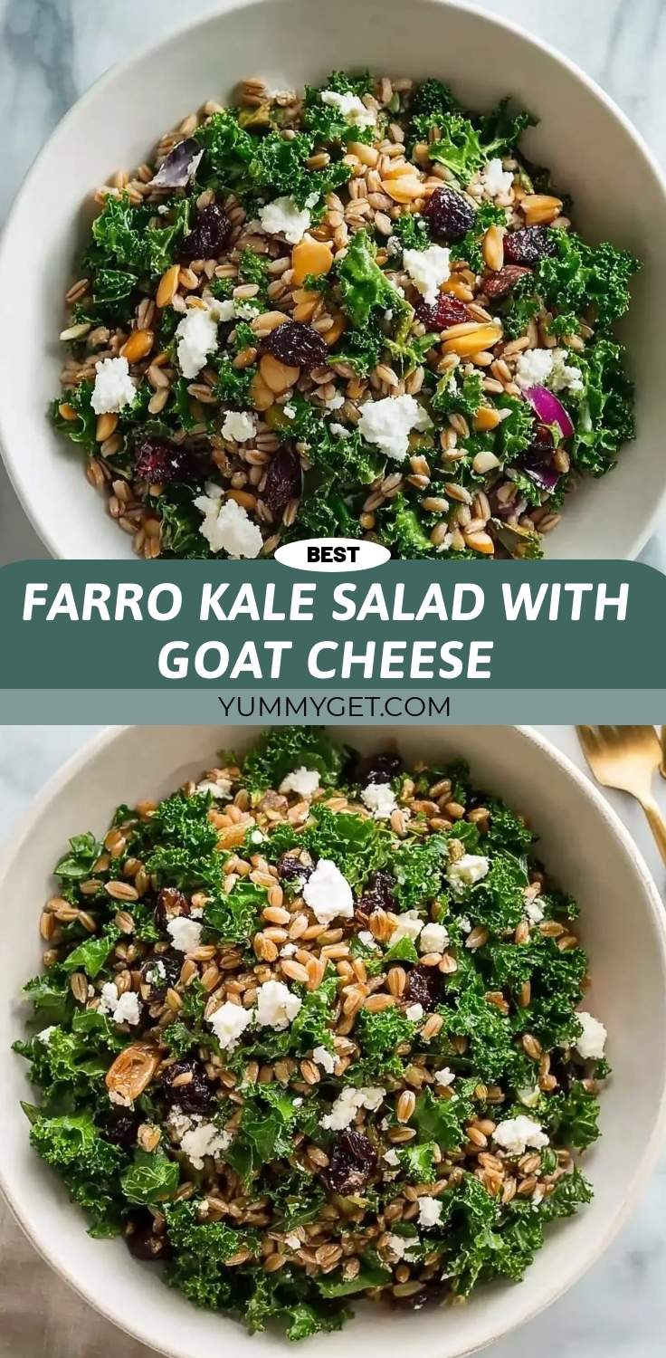farro kale salad with goat cheese pinterest
