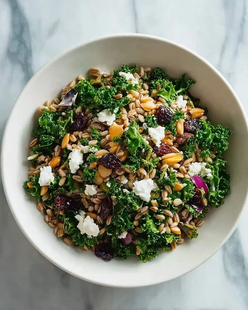 farro kale salad with goat cheese recipe 1