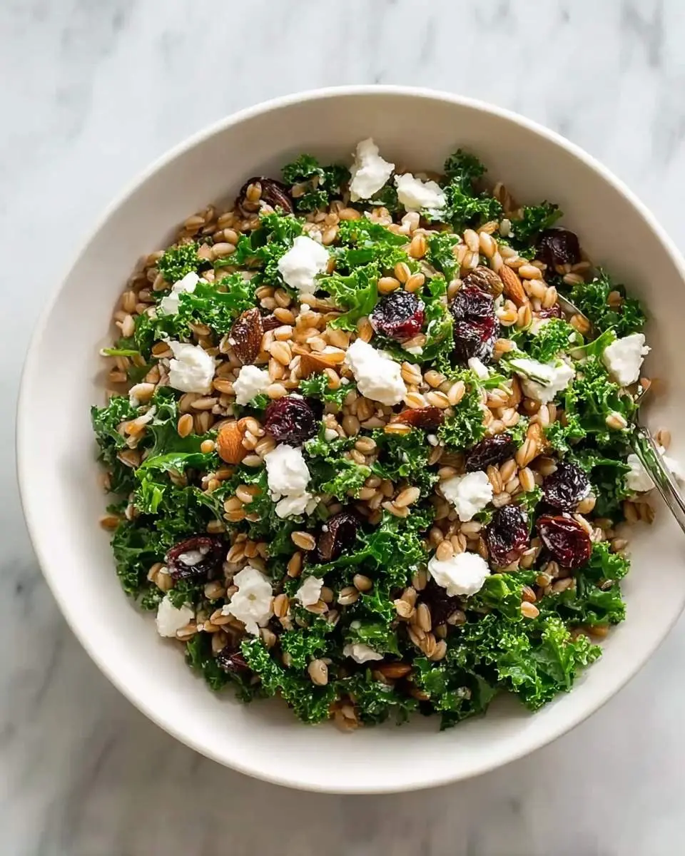 farro kale salad with goat cheese recipe