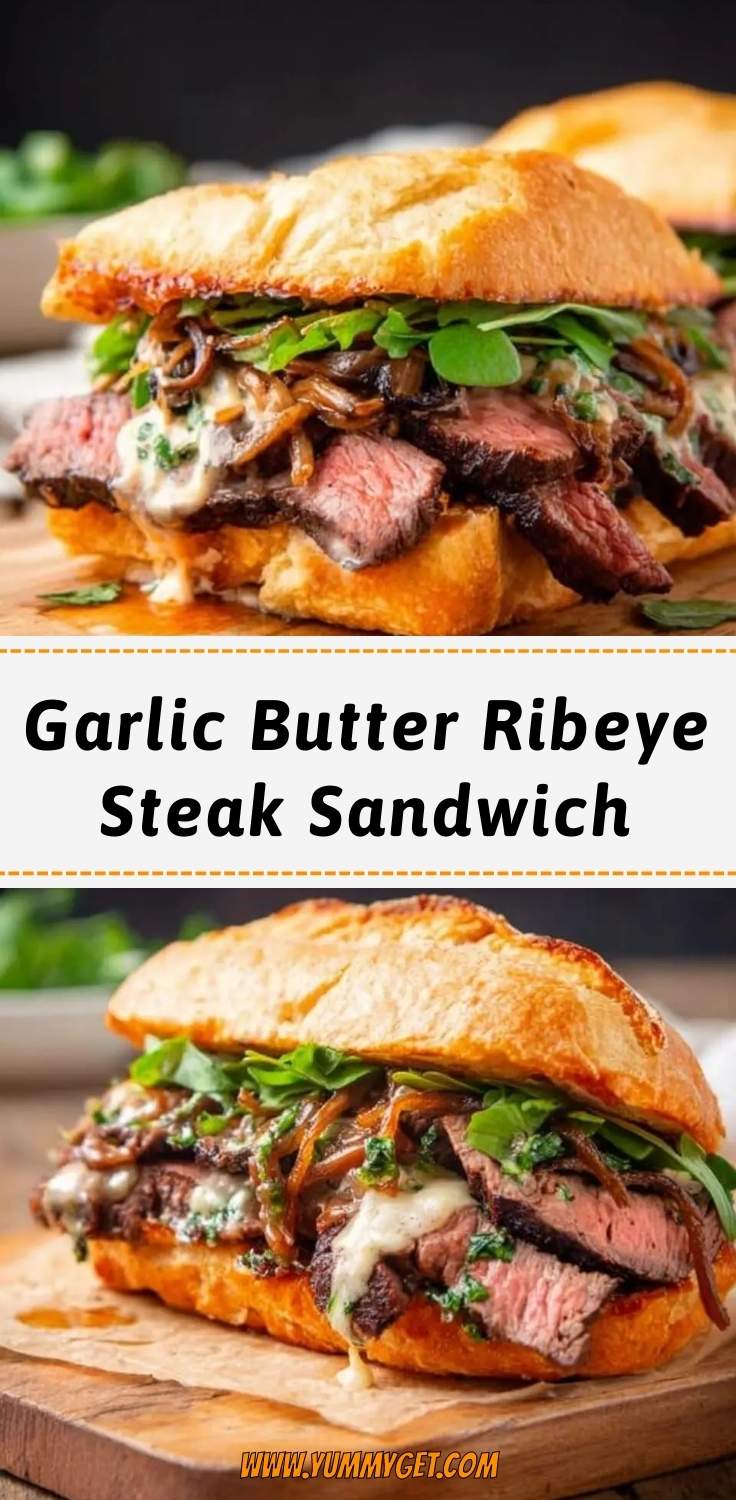garlic butter ribeye steak sandwich pinterest