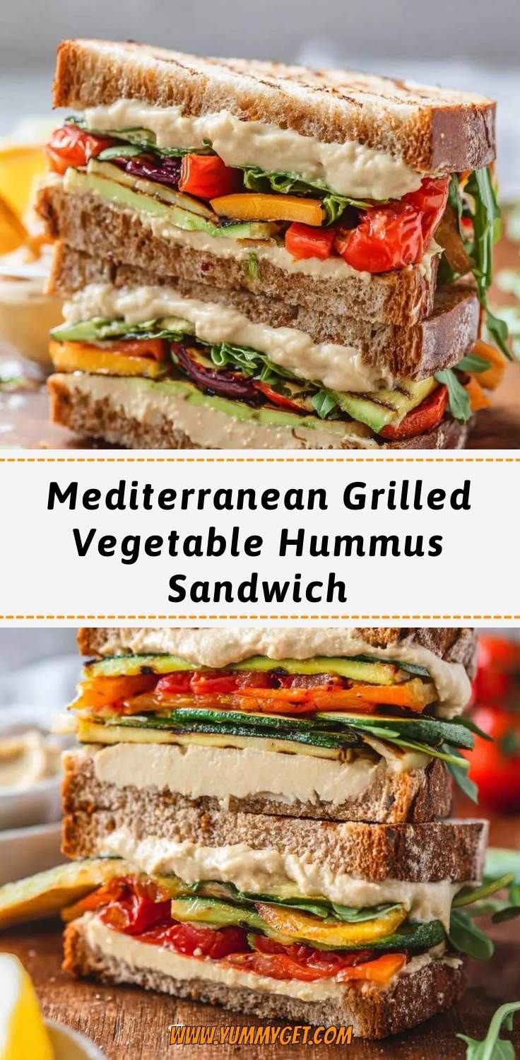 mediterranean grilled vegetable hummus sandwich pinterest