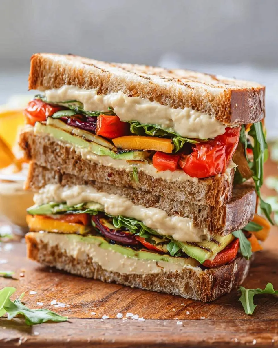 mediterranean grilled vegetable hummus sandwich recipe 1