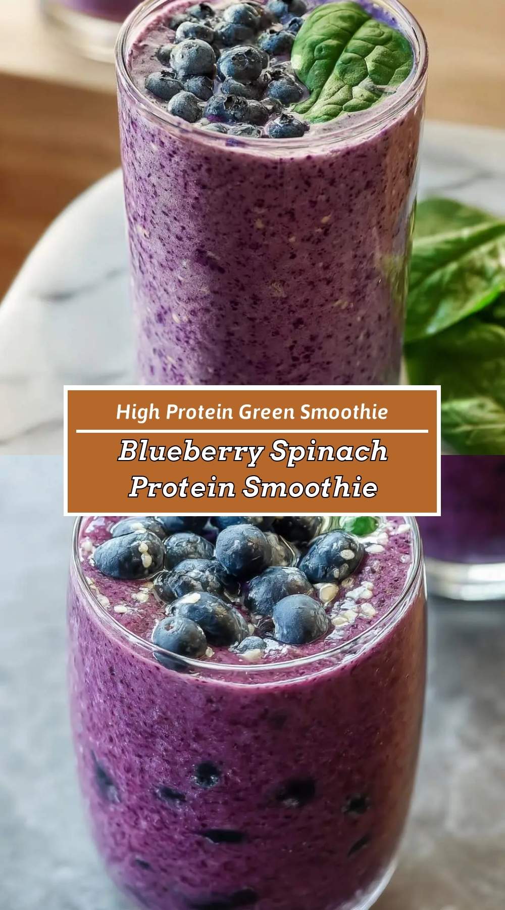 Blueberry Spinach Protein Smoothie 3 finished dish ready to serve