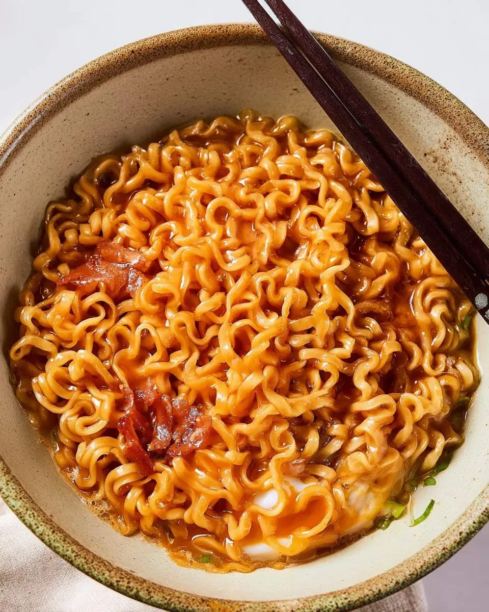 Buldak Ramen Carbonara ingredients and preparation