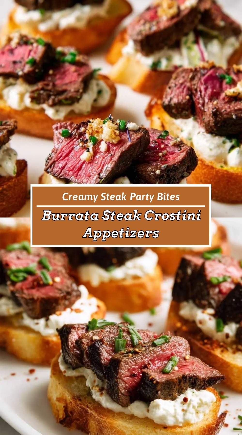 Burrata Steak Crostini Appetizers 3 finished dish ready to serve