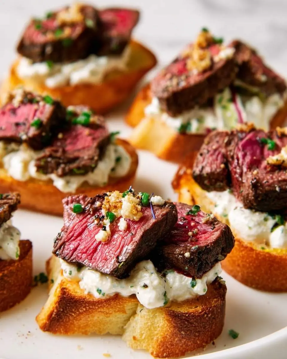Burrata Steak Crostini Appetizers 2 step by step preparation of the recipe