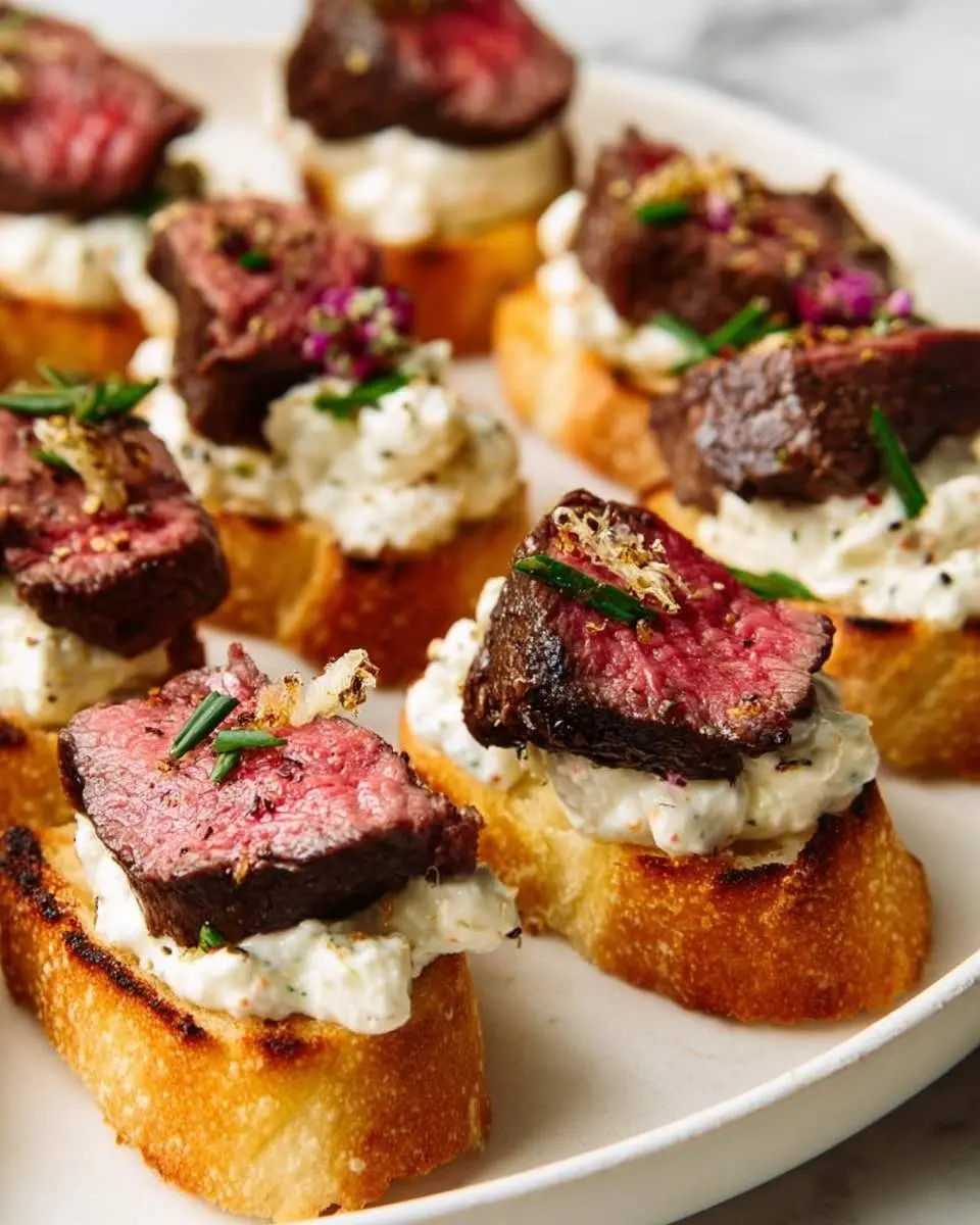 Burrata Steak Crostini Appetizers 1 Burrata Steak Crostini Appetizers ingredients and preparation