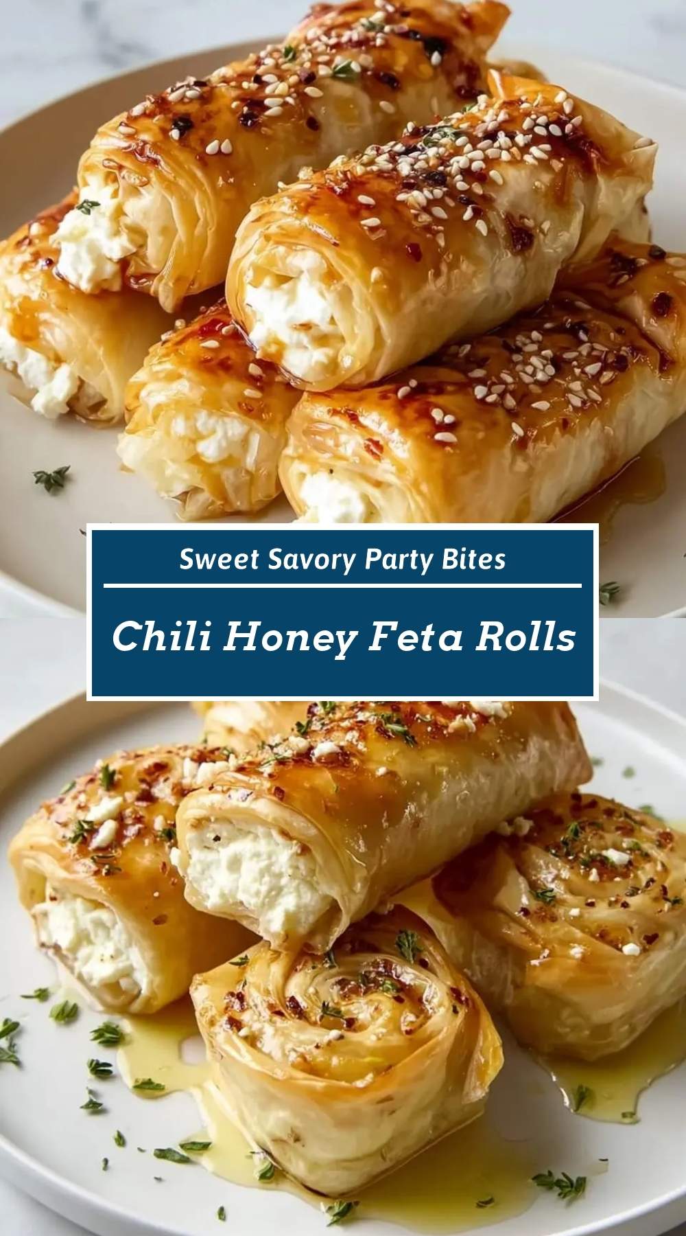 Chili Honey Feta Rolls 3 finished dish ready to serve