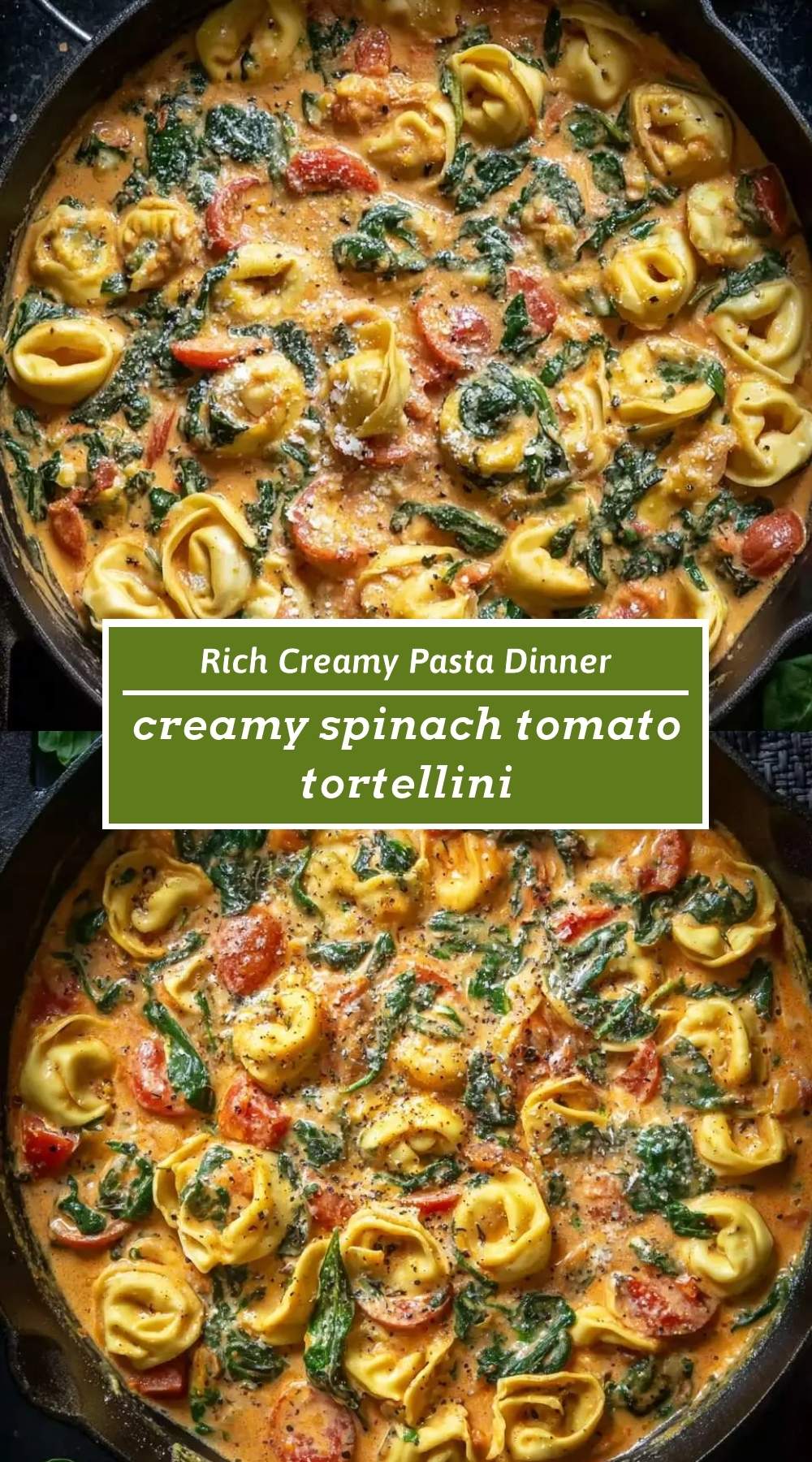creamy spinach tomato tortellini 3 finished dish ready to serve