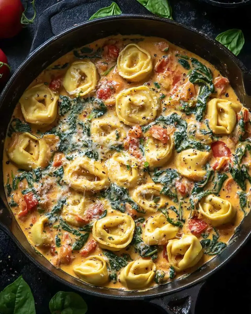 creamy spinach tomato tortellini 1 creamy spinach tomato tortellini ingredients and preparation