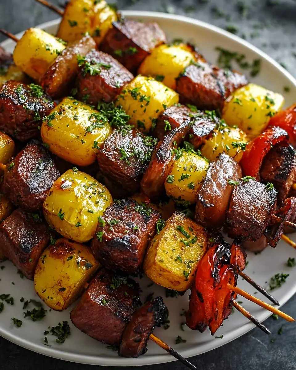 Grilled Steak Kabobs Skewers 2 step by step preparation of the recipe