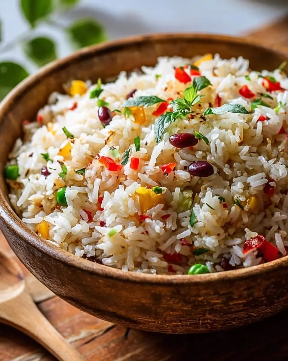 Island Coconut Pepper Rice ingredients and preparation with coconut milk and jasmine rice