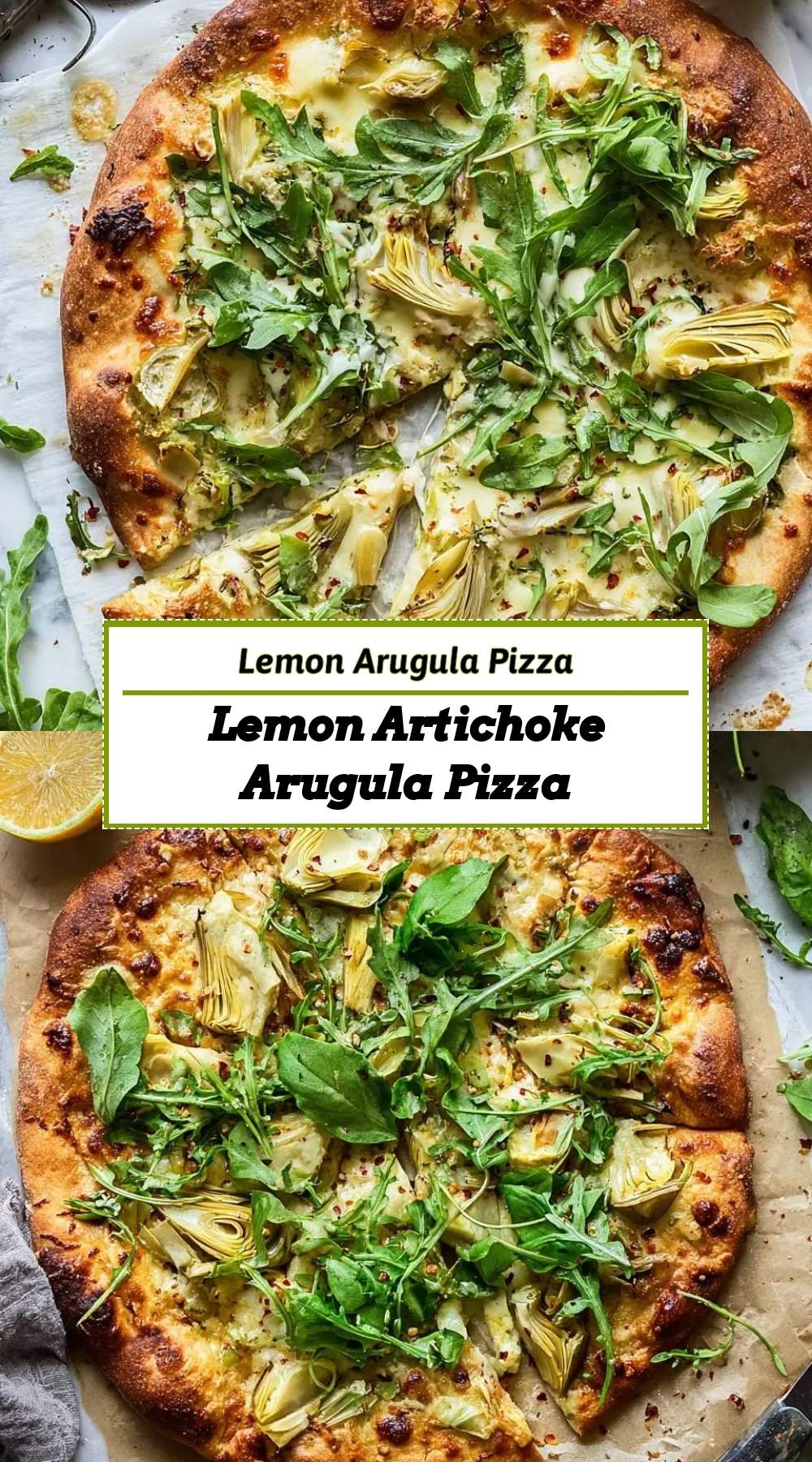 Lemon Artichoke Arugula Pizza 3 finished dish ready to serve