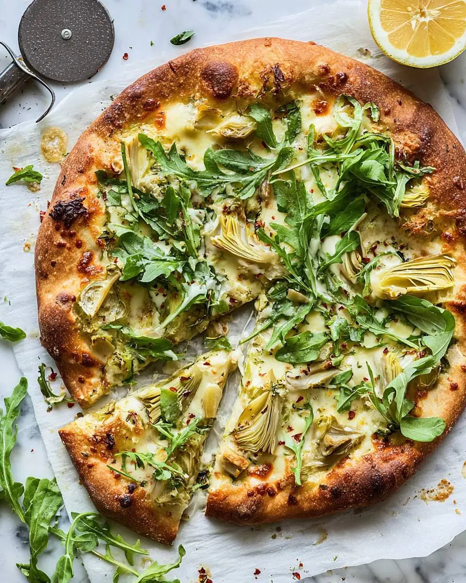 Lemon Artichoke Arugula Pizza 2 step by step preparation of the recipe