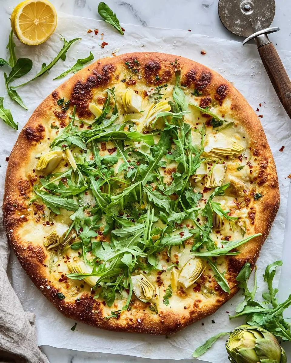 Lemon Artichoke Arugula Pizza 1 Lemon Artichoke Arugula Pizza ingredients and preparation
