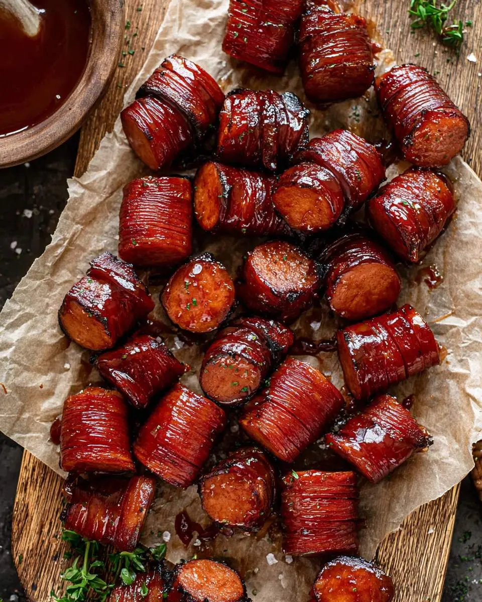 Maple BBQ Hasselback Kielbasa Bites 2 step by step preparation of the recipe