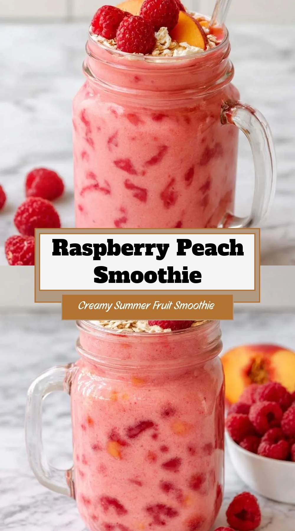 Raspberry Peach Smoothie 3 finished dish ready to serve