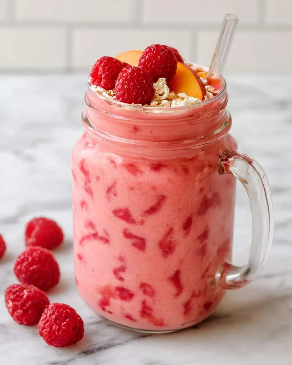 Raspberry Peach Smoothie 2 step by step preparation of the recipe