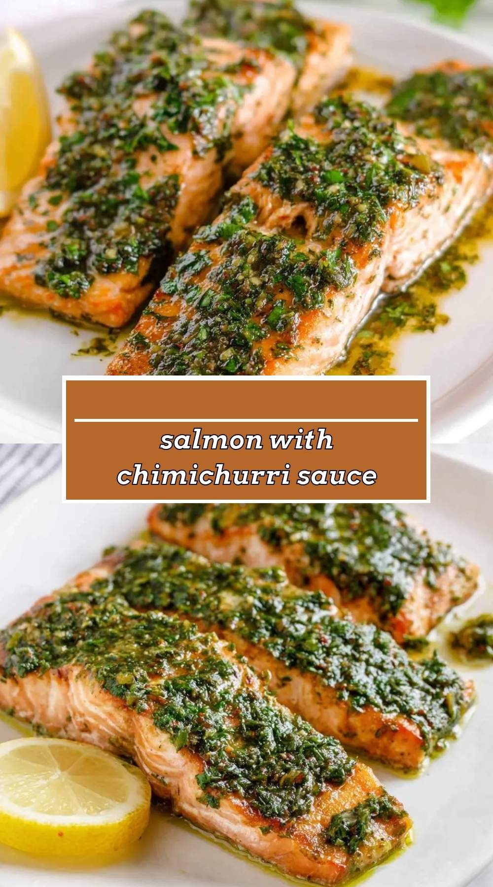 salmon with chimichurri sauce 3 finished salmon with chimichurri sauce garnished and ready to serve
