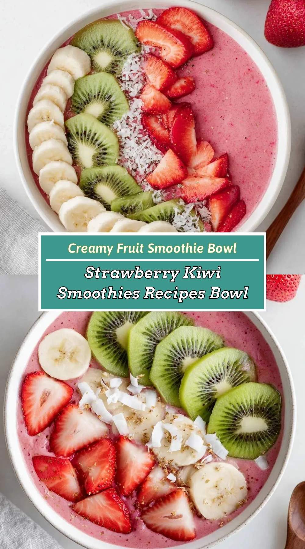 Strawberry Kiwi Smoothies Recipes Bowl 3 finished dish ready to serve