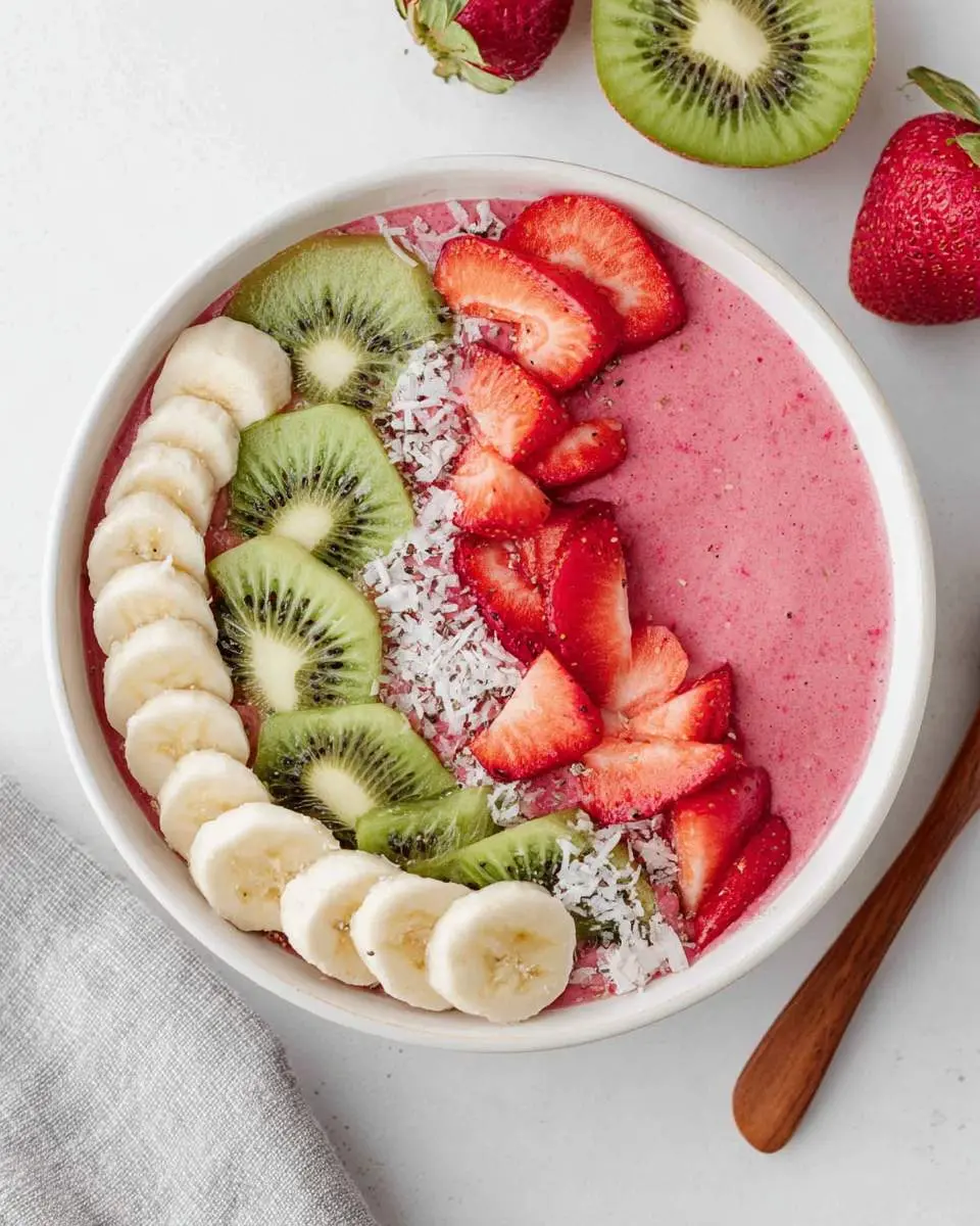 Strawberry Kiwi Smoothies Recipes Bowl 2 step by step preparation of the recipe