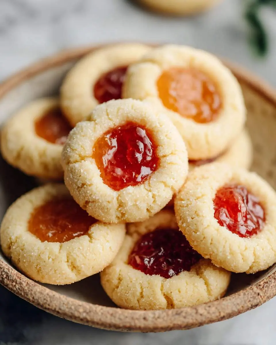 Apricot jam thumbprint cookies ingredients arranged on a wooden board with butter, flour, and preserves