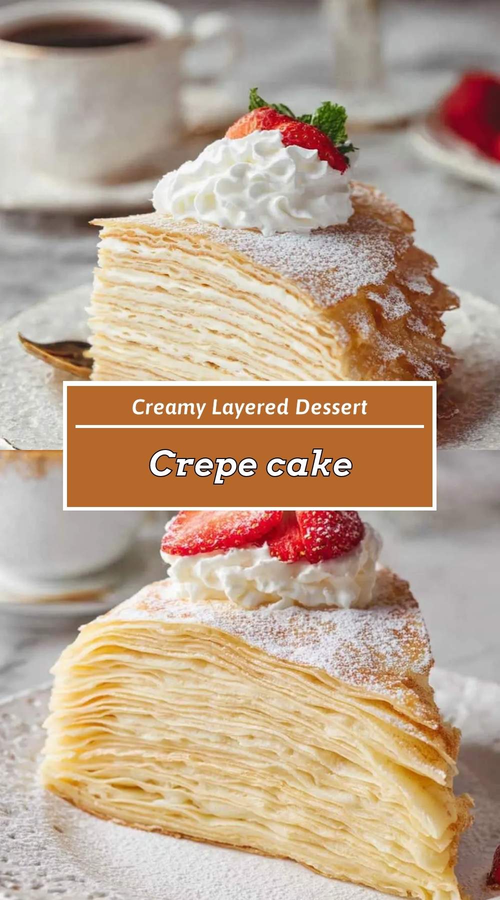 finished crepe cake sliced and ready to serve