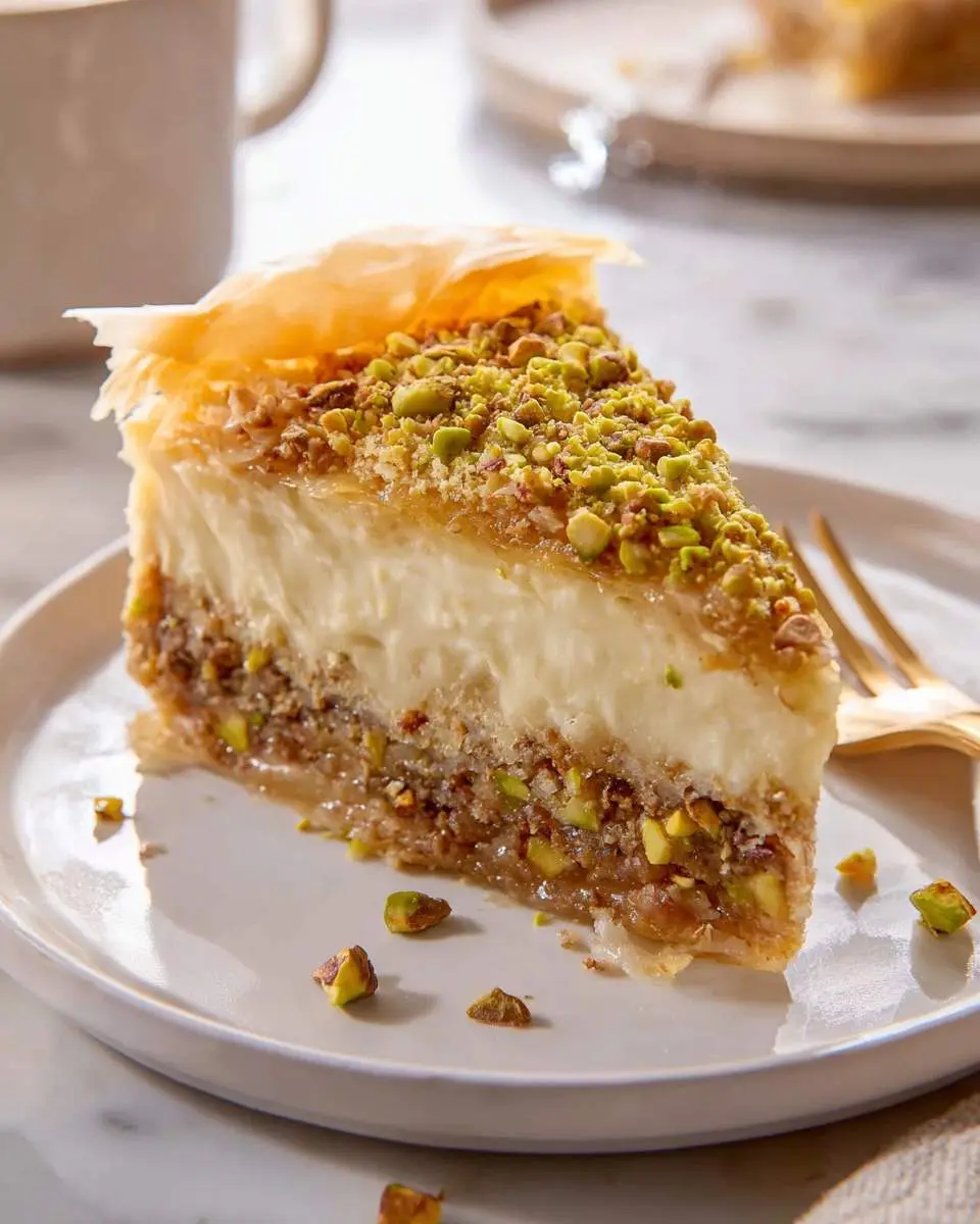 Honey Pistachio Baklava Cheesecake ingredients and preparation