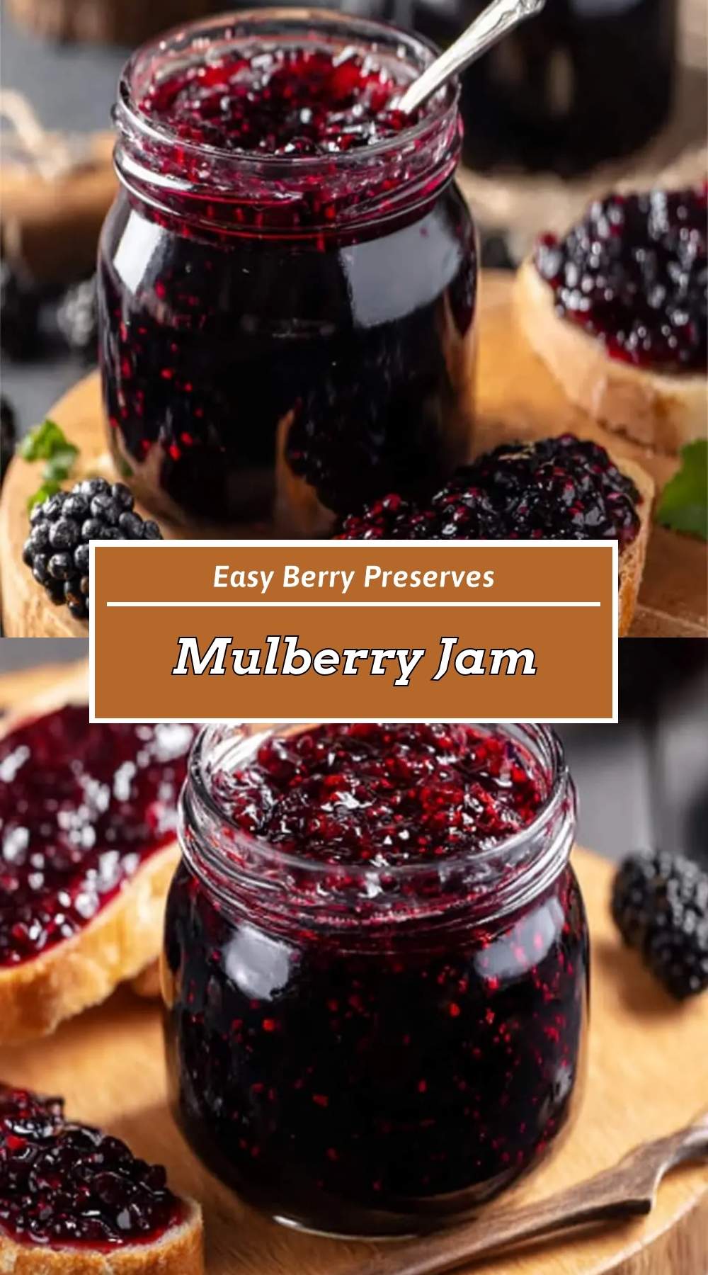 Mulberry Jam 3 Finished jars of deep purple jam ready for gifting