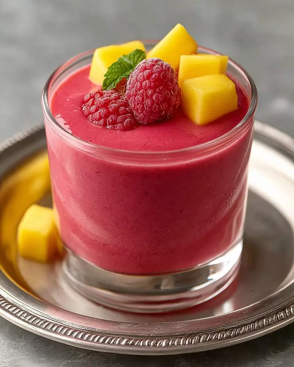 Raspberry Mango Smoothies Recipes 2 step by step preparation of the recipe